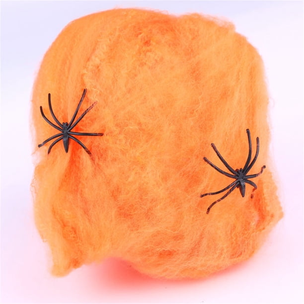 Xihbxyly Telaraña de Halloween, Cinta Fantasma Elástica, Decoración para Interiores y Exteriores, Accesorios Aterradores de Araña, Perfecta para Fiestas, Bares y Hogares, 1,8 M de Largo, 2 Arañas Inc