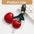 thumbnail image 3 of Cherries Keychain Charm Bag Accessory Fashionable PU Leather Fruit Keyring Ornament for Women Handbag Decoration, 3 of 9