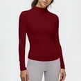 thumbnail image 4 of Posijego Mock Neck Long Sleeve Shirts for Women Plain Basic T-Shirts Slim Spring Trendy Going out Crop Tops Solid Color, 4 of 9