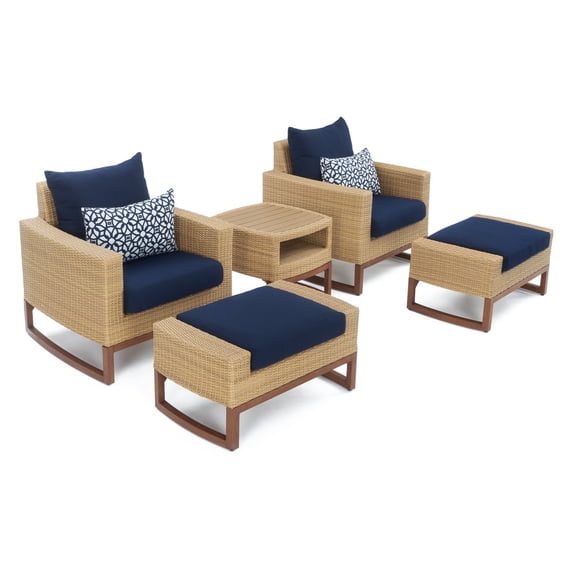 RST Brands Mili Wicker 5 Piece Conversation Set with Ottomans