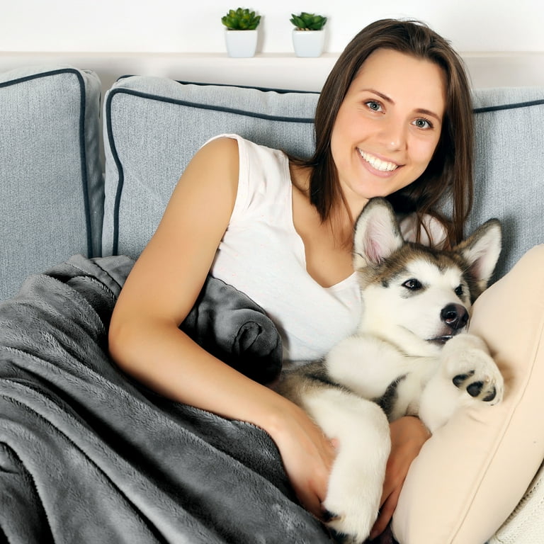 Waterproof Pet Blanket Reversible 50x60 Throw Protects Couch Car and Bed from Spills Stains or Fur Dog and Cat Blankets by Petmaker Gray Walmart
