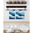 thumbnail image 3 of Blue Ombre Kitchen Dish Towels for Drying Dishes Set of 2, Modern Geometric Abstract Art Moire Waffle Weave Microfiber Hand Tea Bathroom Towels Quick Dry & Absorbent Towel 15.7x23.6, 3 of 7