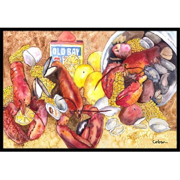 Carolines Treasures 8719MAT Lobster with Old Bay Doormat 18x27 27"L x 18"W multicolor