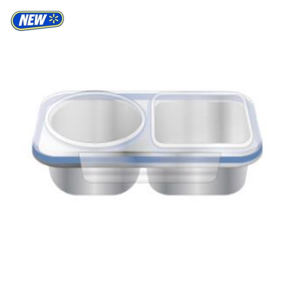 Cook With Color Round Stainless Steel Snack Pod with Dual Compartments, Blue