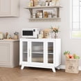 thumbnail image 5 of Hetoy 36 Inch Small Buffet Storage Cabinet with Adjustable Shelf and Fluted Glass Door Retro Kitchen Sideboard, White, 5 of 6