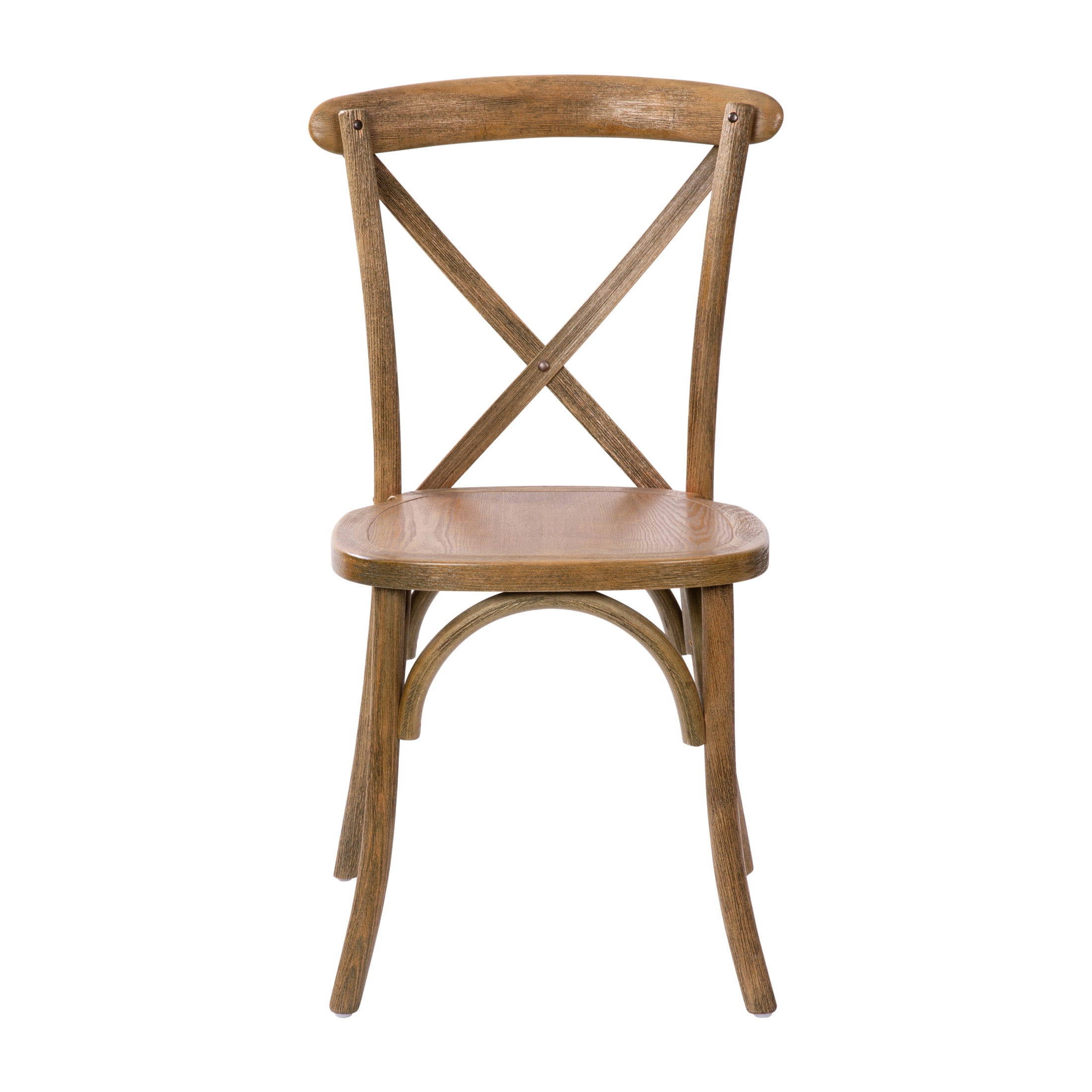 Merrick Lane X-Back Bistro Style Wooden High Back Dining Chair in Dark Natural