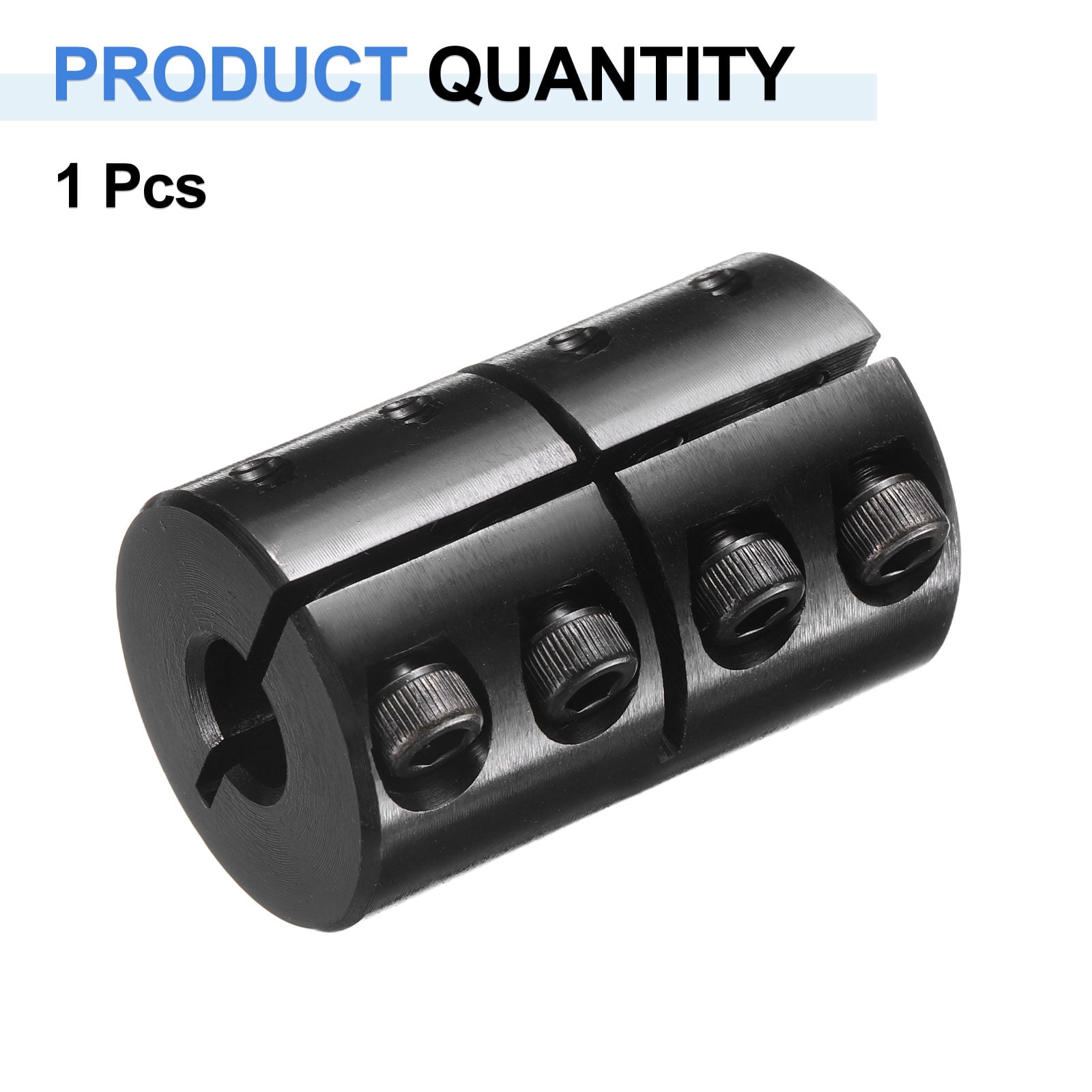 Uxcell Shaft Coupling, 1/2" to 3/8" Bore, 1-1/8" OD, 1-3/4" Length, Black Oxide Plated Rigid Single Split Clamping Coupling with #8-32 x 1/2" Set Screws for 3D Printers Motor Wheel