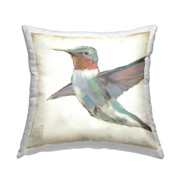 Stupell Industries Modern Hummingbird Flying Square Decorative Printed Throw Pillow, 18 x 18