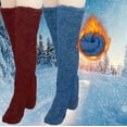 thumbnail image 2 of WREESH Women's Thigh High Fuzzy Socks 2-Pack, Fleeceover Knee Winter Leg Warmers for Christmas Cozy Home Sleeping Warm Slipper Socks, 2 of 4