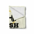 thumbnail image 2 of Fitness Soft Flannel Fleece Throw Blanket, Push Harder Sports Phrase Positive Message Grungy Display with Dumbbell, Cozy Plush for Indoor and Outdoor Use, 50" x 60", Cream Black Yellow, by Ambesonne, 2 of 6