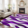 thumbnail image 3 of Purple White Moire Area Rug 6x9 FT, Non Slip Living Room Throw Carpet, Modern Abstract Art Washable Soft Large Floor Carpet Non-Shedding Rug for Bedroom Dining Room Play Room, 3 of 9