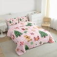 thumbnail image 3 of Manfei Brown Gingerbraed Man Queen Comforter Set,Kawaii Christmas Reindeer Bedding Sets,Green Xmas Tree Bedding Comforter Set For Girls,Ultra Soft Home Decor Reversible,3pcs, 3 of 8