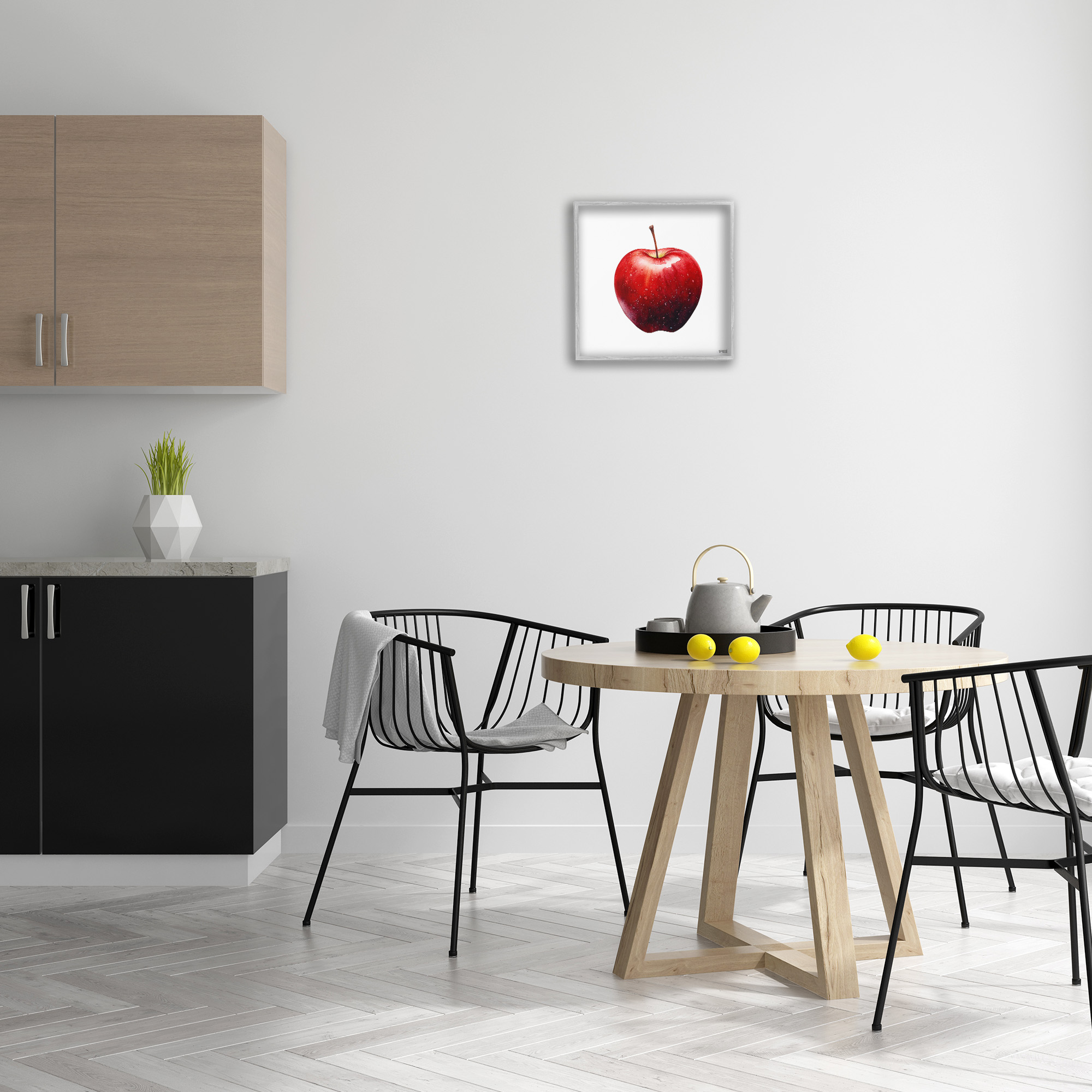 Stupell Industries Bold Red Apple Food & Beverage Painting Gray Framed Art Print Wall Art, 17 x 17
