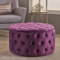 thumbnail image 1 of Zina Purple New Velvet Ottoman, 1 of 5