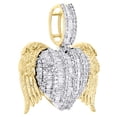 thumbnail image 2 of 10K Yellow Gold Baguette Diamond Dome Heart Angel Wings 1.15" Pendant Charm 2 CT, 2 of 6