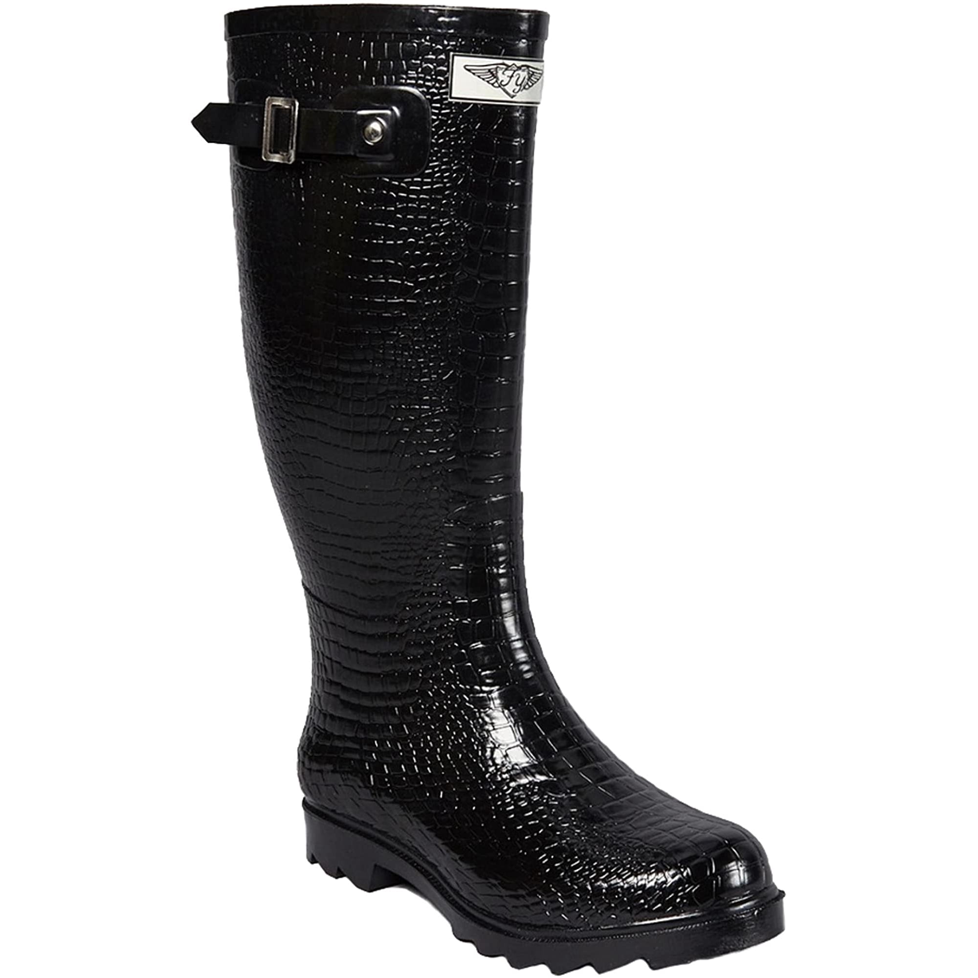 Forever Young Womens Faux Croc Tall Rubber Rain Boots | Walmart Canada