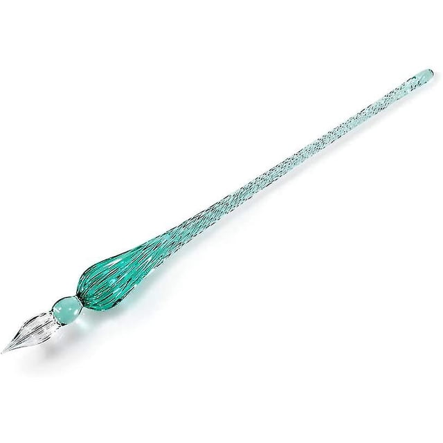 Pluma de cristal hecha a mano, pluma de caligrafía de cristal, pluma de firma sumergida para artistas, mujeres, hombres, adolescentes, regalos de decoración de dibujo para escribir (verde hielo) kaili Sencillez