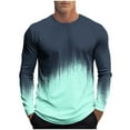 thumbnail image 2 of S-4X Mens Big & Tall Long Sleeve T Shirts Plus Size Crewneck Tshirts Shirt Pullover Trendy Gradient Printed Breathable Athletic Workout Tees Tops, 2 of 5