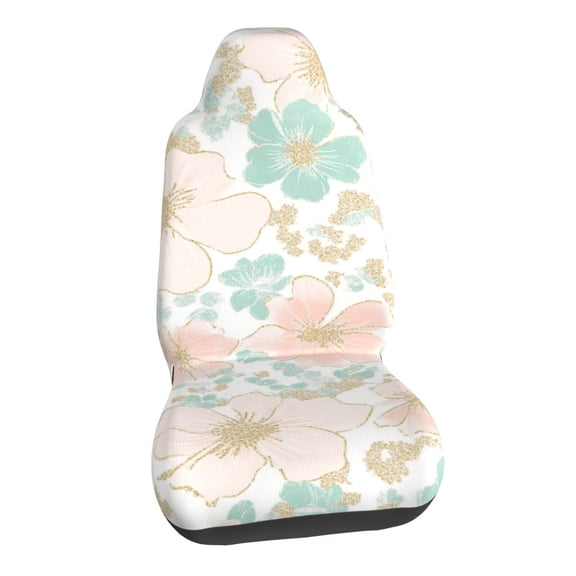 Gold Glitter Floral Pattern Car Seat Covers Stretch Car Seat Protectors Universal Fit