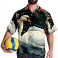 thumbnail image 4 of Swan Men's Hawaiian Button Down Short Sleeve Casual Printed Summer Beach Unisex Shirt, 4 of 6