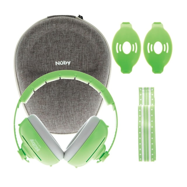 Protectores Auditivos para Bebés Nuby Soft Sounds 2 en 1 con Cancelación de Ruido Verde