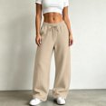 thumbnail image 4 of Nfurl Women's Barrel Sweatpants Drawstring Elastic Waist Wide Leg Baggy Sweatpant with Pockets Fall Winter Trendy Casual Going Out Sweat Pants Trousers Khaki,S, 4 of 5