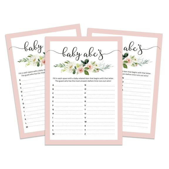 InkdotpotPack of 50,GirlBabyShower Party Collection, Baby ABC Game,Fun Baby Shower Party Games, Activities, Decorations,Unicorn ThemeParty Supplies