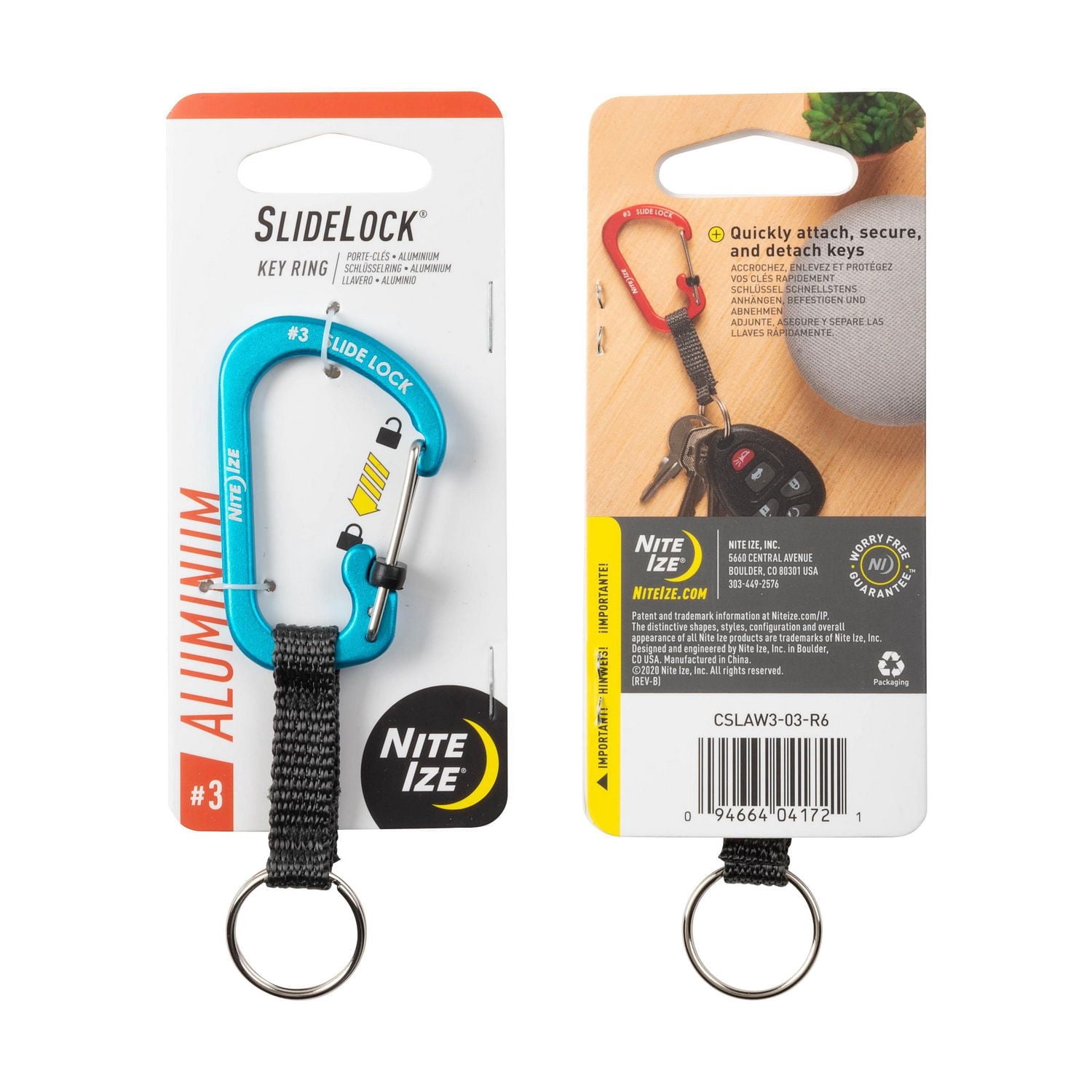 SlideLock® KeyRing Aluminum - Blue