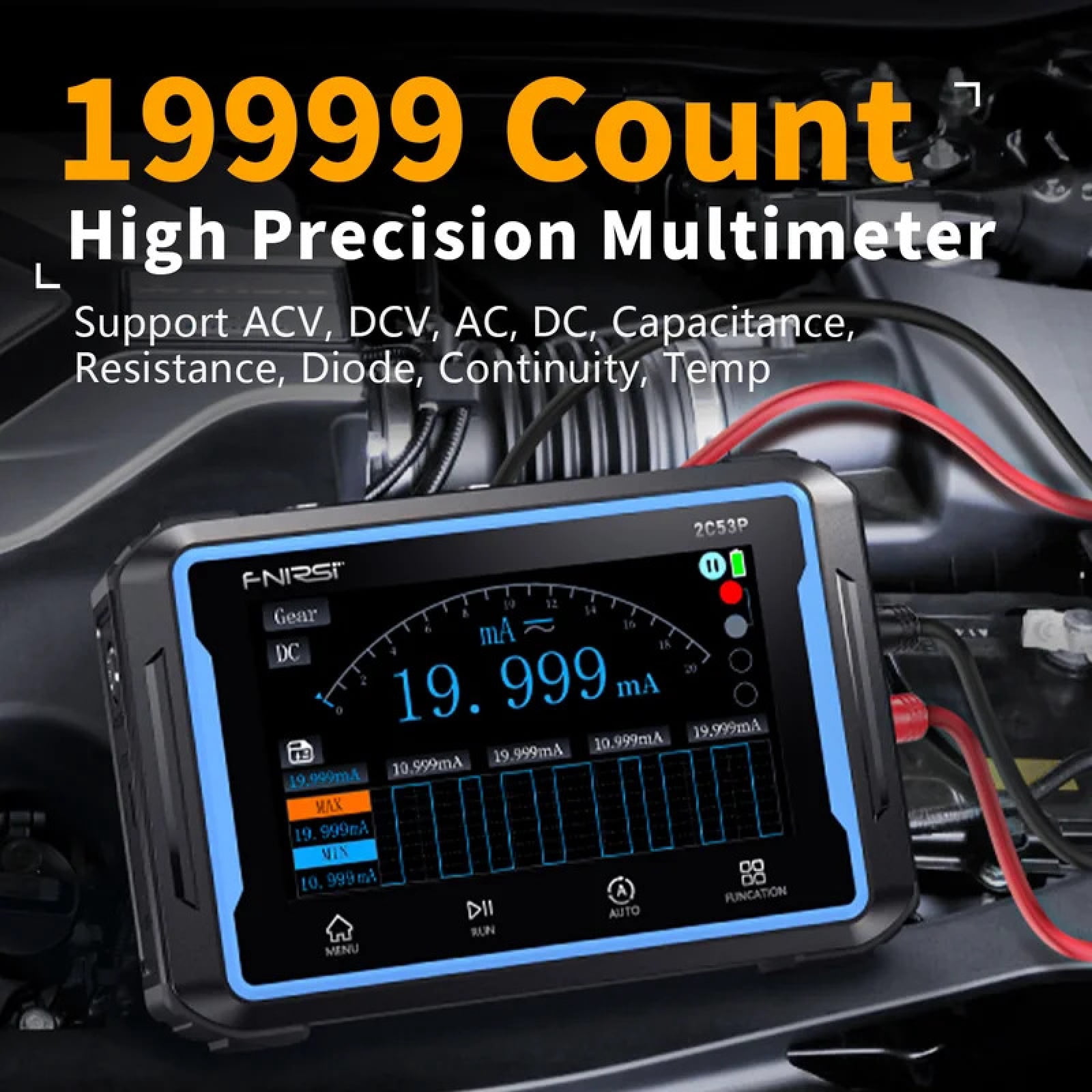 FNIRSI 2C53P 3-in-1 Handheld Oscilloscope, Multimeter & Signal Generator, 50MHz 250MSa/s Dual Channel Digital Oscilloscope with 4.3" Touch Screen