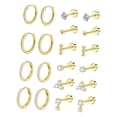 thumbnail image 1 of Juegos de aretes,Conjuntos de aretes para mujeres con múltiples perforaciones para niñas,Pendientes de aro con forma de botón,aretes con parte trasera plana,Pendientes apilados de acero Oro, 1 of 8