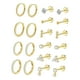 thumbnail image 2 of Juegos de aretes,Conjuntos de aretes para mujeres con múltiples perforaciones para niñas,Pendientes de aro con forma de botón,aretes con parte trasera plana,Pendientes apilados de acero Oro, 2 of 8