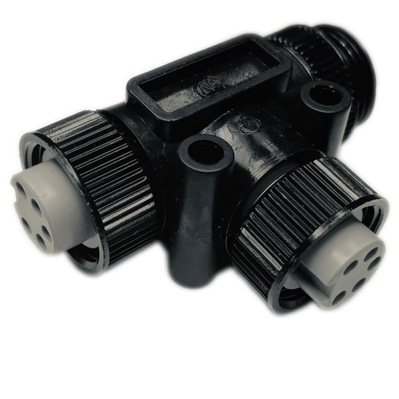 1485P-P1N5-MN5KF AB Device Net Round Media T-Port, Mini Male / Mini Female Trunk Connection, Female Mini, 1 Port, Standard, Keyway Toward Female, Series A