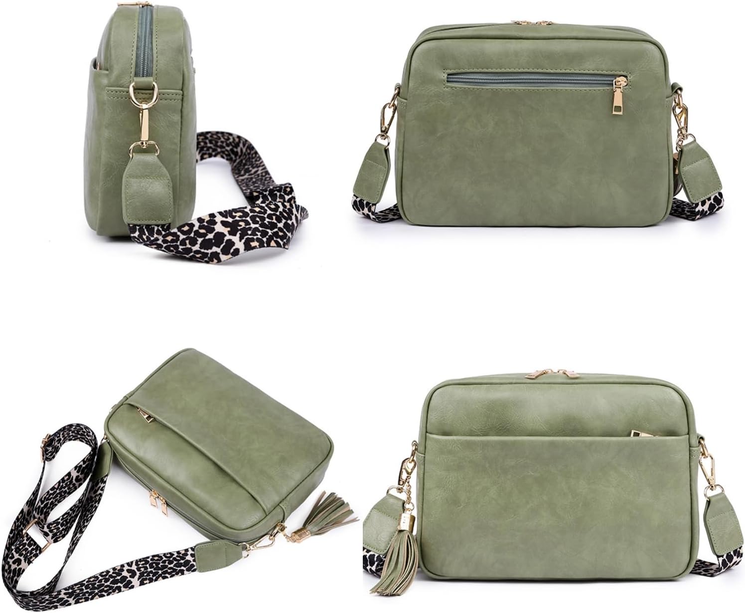 JennyShop Hot Sale PU Leather Shoulder Bag with Leopard Print Wide Adjustable Strap Cross Body Purse Handbags, Crossbody Bags For Women