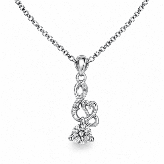 Zen Natural-Silver Tone Butterfly & Heart Pendant Necklace with Crystal Accent, Adjustable Chain ā Womenās Sterling Silver Necklace, Fine Jewelry Gift for Her