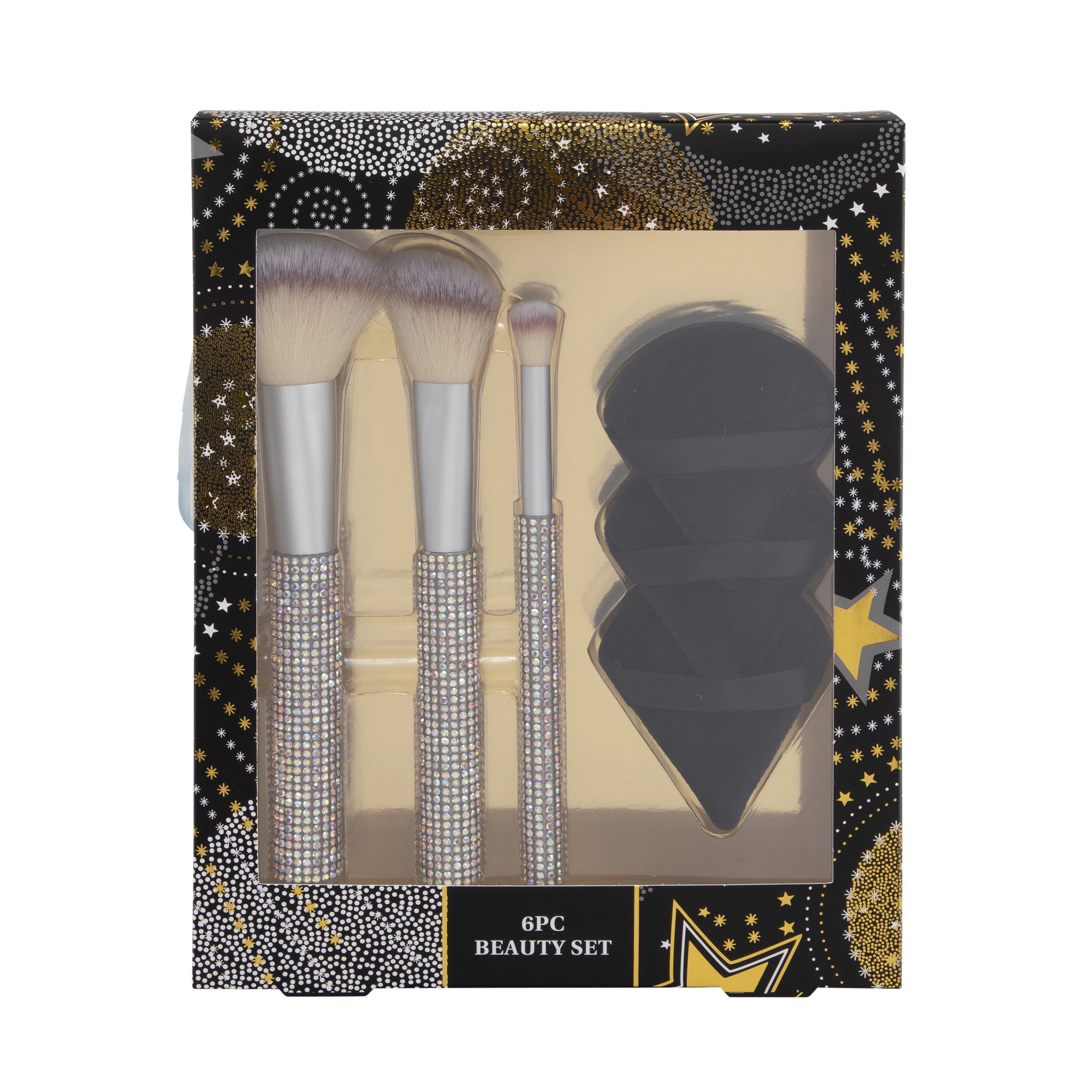 6 pc Bling Brush and Puff Set