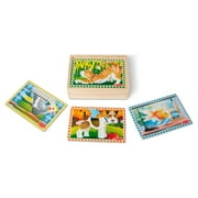 Melissa & Doug Pets 4-in-1 Wooden Jigsaw Puzzles in a Storage Box (48 pcs) - FSC Certified