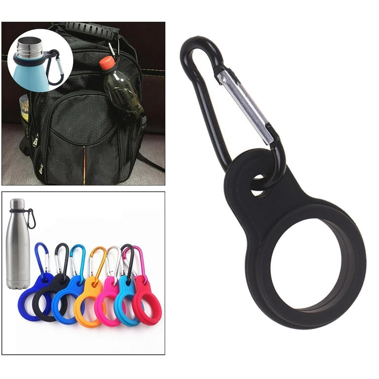 1 Water Bottle Holder Hook Belt Clip Aluminum Carabiner Camping Hiking Travel, Black