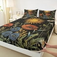 thumbnail image 3 of Manfei Rustic Flower Floral Full Size Sheets,Tropical Botanical Plant Bed Sheets,Red Blue Black Sheet Sets For Girls Teens,Ultra Soft Home Decor,4 Pieces, 3 of 7