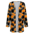 thumbnail image 4 of idosla Womens Fashion Halloween Long Sleeve Cardigan Fall Open Front Cardigan Pumpkin Print Medium Length Coat (Grey, XXL), 4 of 9