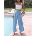 thumbnail image 5 of Women's Cotton Linen Summer Palazzo Pants Flowy Wide Leg Beach Trousers with Pockets, 5 of 10