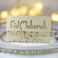 thumbnail image 3 of 100 Uds. Tarjeta de lugar de invitación de mesa Eid Mubarak musulmán Ramadán Kareem hoja hueca letras de papel mantel decoración de fiesta, 3 of 5
