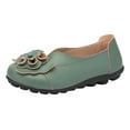 thumbnail image 4 of Dakaela Orthopedic Shoes for Women Leather Flowers Arch Support Flats Slip On Loafers No Heel Round Toe Wide Width Casual Sneakers,Army Green 8, 4 of 5