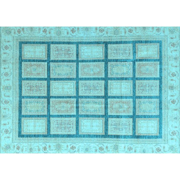 Ahgly Company Indoor Rectangle Abstract Light Blue Modern Area Rugs, 2' x 3'