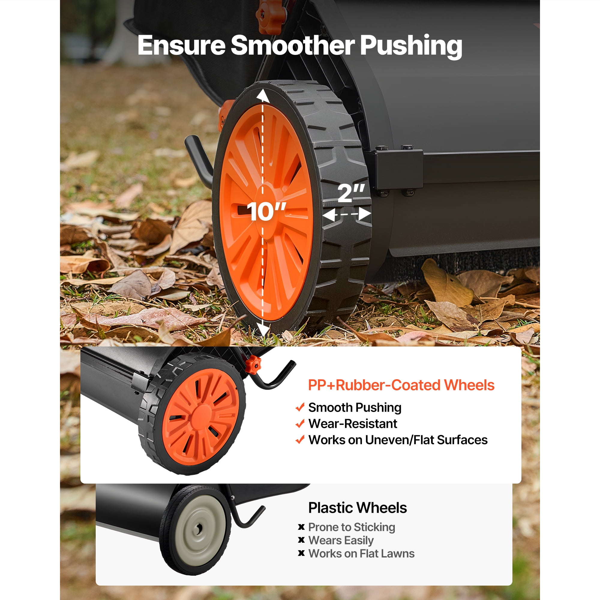 KFFKFF Push Lawn Sweeper, 30-Inch Leaf and Grass Collector with 12 cu. ft. Hopper Bag, Adjustable Brush Height, Durable Yard Sweeper with Rubber Wheels for Efficient Lawn Cleanup