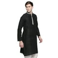 thumbnail image 3 of In-Sattva Men's Indian Embroidered Banded Collar and Placket Royal Kurta Tunic; Black, MD, 3 of 3