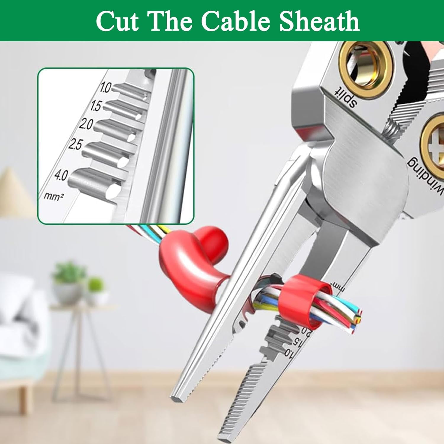 ABCISI 8 in 1 Wire Stripper with Voltage Tester, Multi-function Electric Wire Stripping Tool for Cutting and Pulling Pliers, Electrician Repair Tool