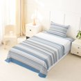 thumbnail image 3 of Castle Fairy Retro Horizontal Stripe Twin Sheets 3pcs,Minimalism Thin Line Bedding,Blue Gray White,1 Flat Sheet, 1 Fitted Sheet and 1 Pillowcase, 3 of 7