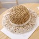 thumbnail image 4 of Sombrero de paja con lazo para el sol, sombrero de playa de verano con encaje decorativo, gorra de viaje para mujer, 4 of 5
