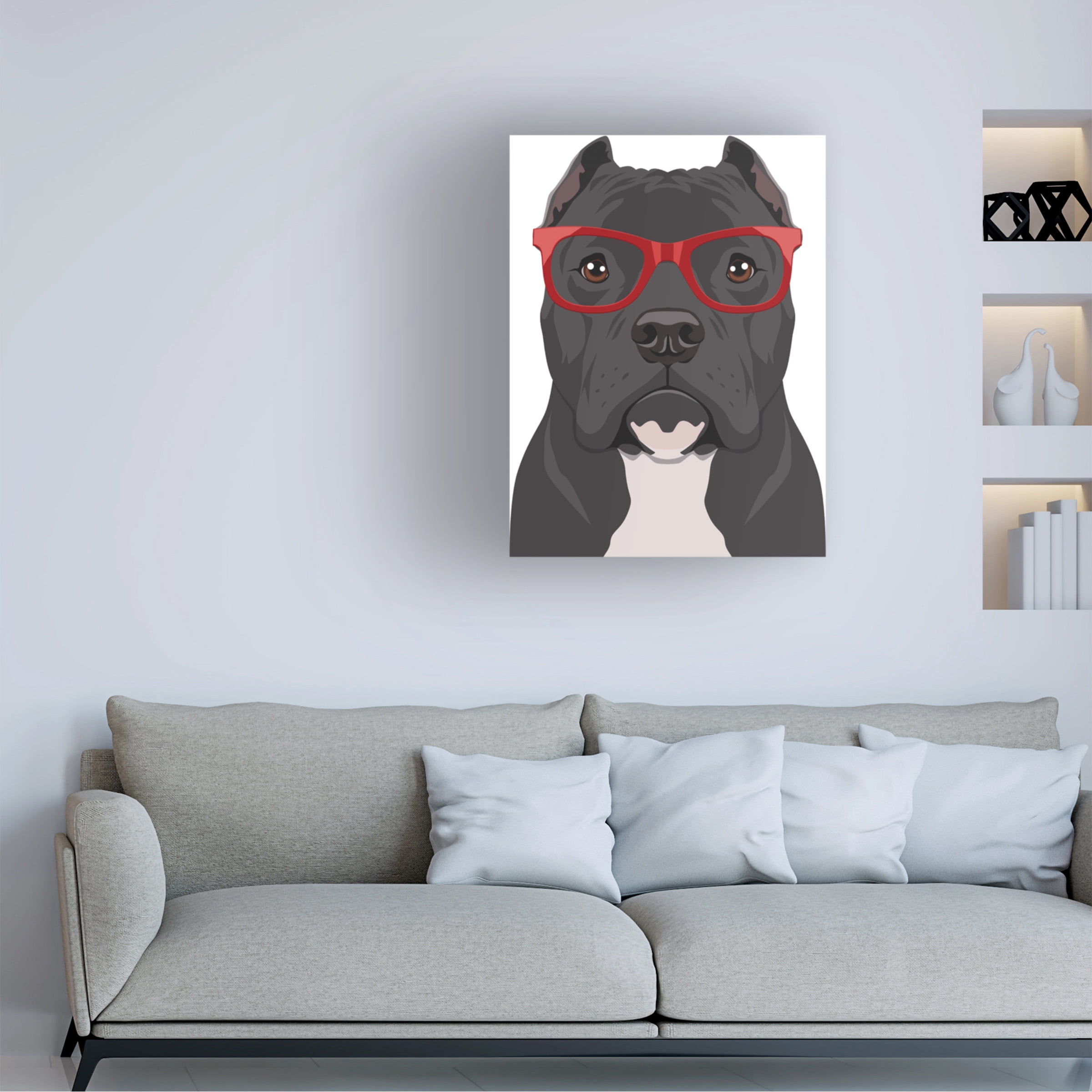 Furbaby Affiliates 'Pitbull Wearing Hipster Glasses 2' Canvas Art