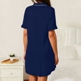 thumbnail image 5 of Kvture Women's Plus Size Nightgown Loose V Neck Short Sleeve Sleepwear Button Down Summer Lounge Dress Nightie Blue, 5 of 6